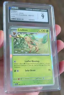 2025 Pokemon Prismatic Evolutions Leafeon 005/131 Holo Scarlet & Violet CGC 9 - Image 1