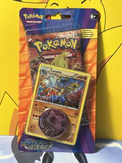 Pokemon XY Steam Siege Blister Card Pack with Lucario Promo Mew Coin NEW - Image 1