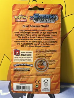 Pokemon XY Steam Siege Blister Card Pack with Lucario Promo Mew Coin NEW - Image 2