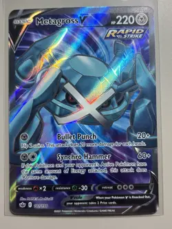 Metagross V Full Art 181/198 Ultra Rare Chilling Reign Pokemon TCG - Image 1