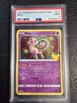 Pokemon Mew 011/025 Celebrations Holo Rare Full Art PSA 9 English 2021 - Image 1