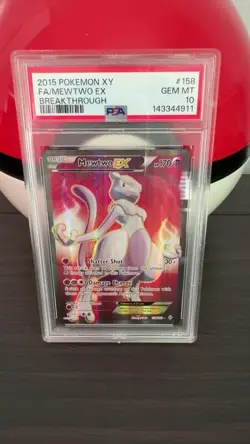Pokemon TCG Mewtwo EX 2015 XY Breakthrough Full Art Ultra Rare 158/162 PSA 10 💎 - Image 1