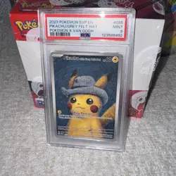 2023 POKEMON SVP POKEMON X VAN GOGH PROMO #085 PIKACHU WITH GREY FELT HAT PSA 9 - Image 1