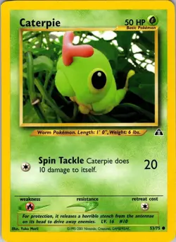 Pokemon TCG Caterpie Neo Discovery 53/75 Regular Common MP - Image 1