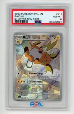 2023 Pokemon Paldea Evolved Raichu #211/193 Illustration Rare PSA 8 NM-MT (SW) - Image 1