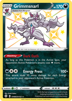 Grimmsnarl SV085/SV122 Shiny Rare Shining Fates Shiny Vault Pokemon Near Mint - Image 1