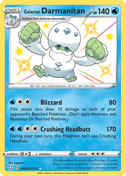 Galarian Darmanitan SV024/SV122 Shiny Rare Shining Fates Shiny Vault Pokemon NM - Image 1