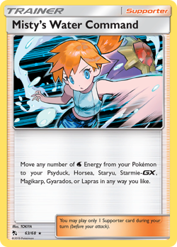 Misty's Water Command 63/68 Holo Rare Hidden Fates Pokemon Holo Near Mint - Image 1