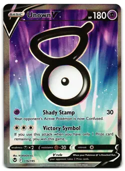 Unown V 176/195 - 🌊 Silver Tempest Ultra Rare Pokemon TCG 🖤 - M/LP - Image 1