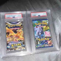 Pokemon 2022 Brilliant Stars Charizard & Pokemon GO Foil PSA Mewtwo Graded Packs - Image 1