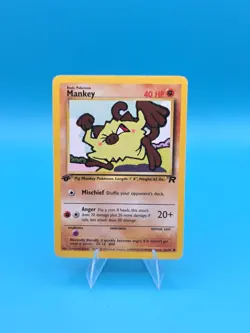 Mankey 61/82 Common Team Rocket Pokemon 1st Edition Moderately Played - Image 1