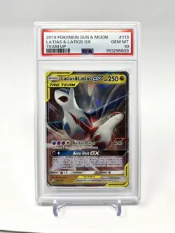POKEMON LATIAS & LATIOS GX #113 PSA 10 GEM MINT SUN & MOON TEAM UP 2019 - Image 1
