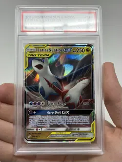 POKEMON LATIAS & LATIOS GX #113 PSA 10 GEM MINT SUN & MOON TEAM UP 2019 - Image 3