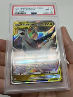 POKEMON LATIAS & LATIOS GX #113 PSA 10 GEM MINT SUN & MOON TEAM UP 2019 - Image 5