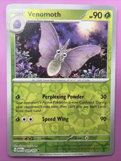 Venomoth 049/165 Scarlet & Violet 151 Reverse Holo Pokemon Card - Image 1