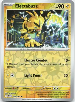Electabuzz 125/165 Common 151 Pokemon Reverse Holo Near Mint - Image 1