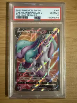 Galarian Rapidash V 🦄 PSA 10 🦄 2021 Pokemon Swsh Chilling Reign FA 167/198 - Image 1