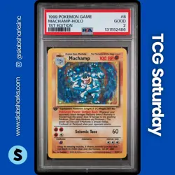 1999 POKEMON BASE SET 1ST EDITION #8/102 MACHAMP HOLO RARE PSA 2 - Image 1