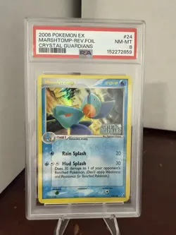 2006 POKEMON EX CRYSTAL GUARDIANS #24 MARSHTOMP-REVERSE FOIL PSA 8 - Image 1