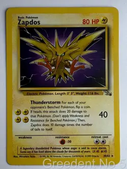 Zapdos 30/62 Rare Fossil Pokemon Moderately Played - Image 1