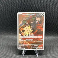Team Rocket's Meowth 203/182 Illustration Rare Destined Rivals Pokemon Near Mint - Image 1
