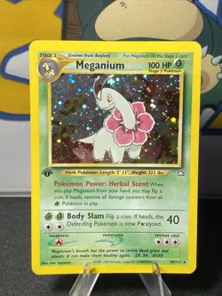 Pokemon TCG Meganium 10/111 Neo Genesis 1st Edition Holo Rare Vintage 2000 - Image 1