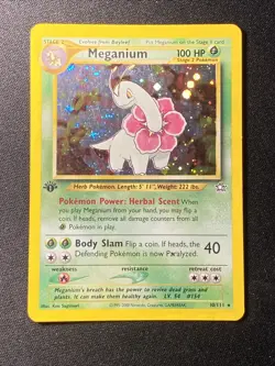Pokemon TCG Meganium 10/111 Neo Genesis 1st Edition Holo Rare Vintage 2000 - Image 5
