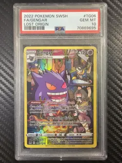 PSA 10 - 2022 POKEMON SWORD & SHIELD LOST ORIGIN #TG06 FULL ART/GENGAR GEM MINT - Image 1