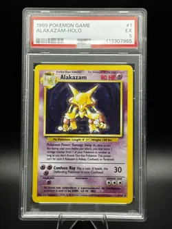 PSA 5 - Alakazam 1/102 Base Set Unlimited - Holo Rare - WOTC - Pokemon Vintage - Image 1