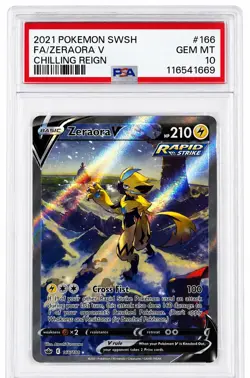 2021 PSA 10 Pokemon SWSH Chilling Reign Zeraora V #166/198 [WITH GRADED GUARD] - Image 1