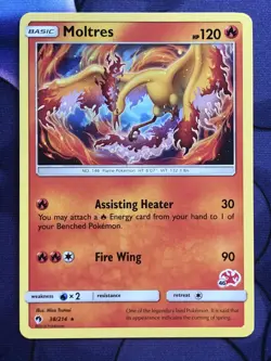 MOLTRES 38/214 Battle Academy Charizard Stamped 46 Pokemon Card NM - MINT FRESH - Image 1