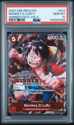 MONKEY D. LUFFY ST01-012 WINNER PACK VOL.5 2023 ONE PIECE CARD GAME PROMO PSA 10 - Image 1