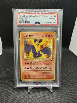 1998 POKEMON JAPANESE VENDING 146 MOLTRES SERIES II PSA 8 - Image 1