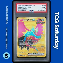 2023 POKEMON SV PARADOX RIFT #262/182 ROARING MOON EX HYPER RARE PSA 9 - Image 1