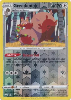 GREEDENT 128/198 CHILLING REIGN POKEMON (REVERSE HOLO, NM) - Image 1
