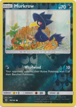 Pokemon - Murkrow - 78/145 - Reverse Holo - Guardians Rising - Lightly Played - Image 1