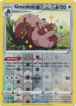 Greedent 152/192 Rare Rebel Clash Pokemon Reverse Holo Lightly Played - Image 1