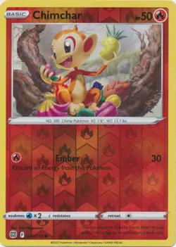 Chimchar 024/172 Reverse Holo Common Brilliant Stars Pokemon Lightly Played - Image 1