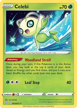 Celebi 003/072 Rare Shining Fates Pokemon Near Mint - Image 1
