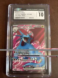 Salamence ex 177/159 Sv09: Journey Together Holo CGC GEM MINT 10 Pokemon TCG - Image 1