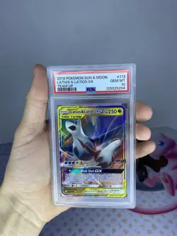 PSA 10 LATIAS & LATIOS GX 113 TEAM UP SUN & MOON TAG TEAM POKEMON GEM MINT - Image 1