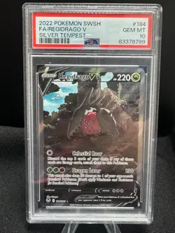 2022 POKEMON SWSH #184/195 FA/REGIDRAGO V *SILVER TEMPEST PSA 10 GEM MINT - Image 1