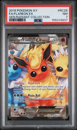 2016 Pokemon Flareon EX Full Art Holo RC28 Ultra Rare PSA 7 Generations - Image 1