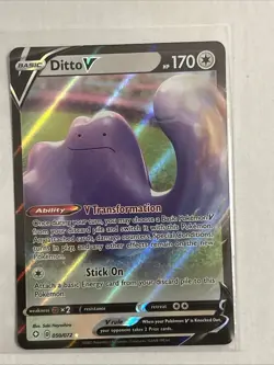 Pokemon TCG - Ditto V Shining Fates 050/072 V Rare Holo Near Mint - Image 1