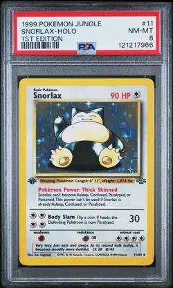 1999 POKEMON JUNGLE 1ST EDITION #11 SNORLAX-HOLO PSA 8 - Image 1