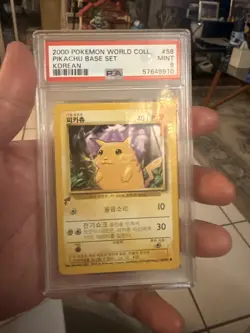 2000 Pokemon KOREAN World Collection Promo Base Set Pikachu 58/102 PSA 9 MINT - Image 1
