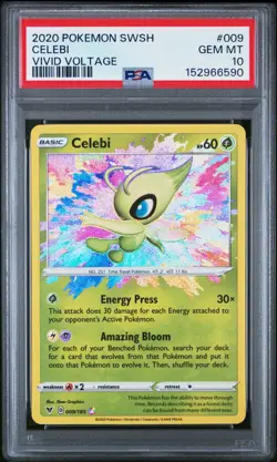 2020 Pokemon SWSH Vivid Voltage Celebi Amazing Rare #009 PSA 10 - GEM MINT! - Image 1