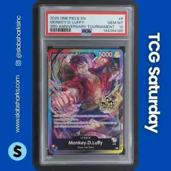 2025 ONE PIECE 3RD ANNIVERSARY TOURNAMENT #P MONKEY D. LUFFY PSA 10 - Image 1