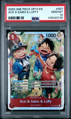 2025 ONE PIECE OP13-CARRYING ON HIS WILL #007 ACE & SABO & LUFFY PSA 10 - Image 1