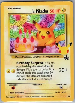 Birthday Pikachu 24 Celebrations: Classic Collection - Pokemon Card - NM - Image 1